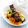 Grillad, marinerad flskfil med ugnstekta grnsaker och pplesalsa