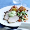 Rdvinskokt skinkfil med tomatsalsa och avokadocreme